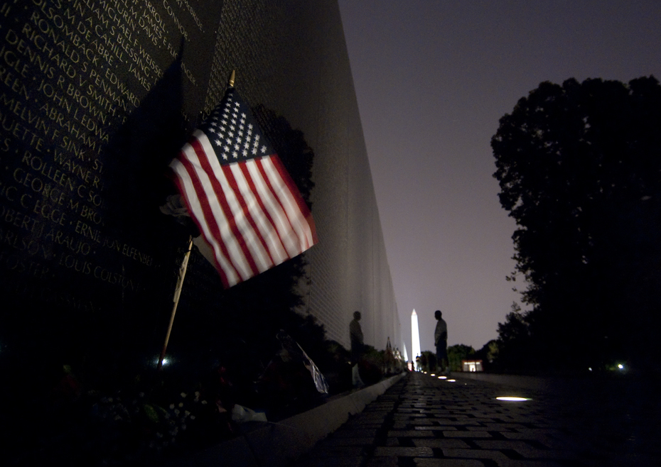 20070525074 A late night visitor to the Vietnam Veteran's Memorial over Memorial Day weekend.