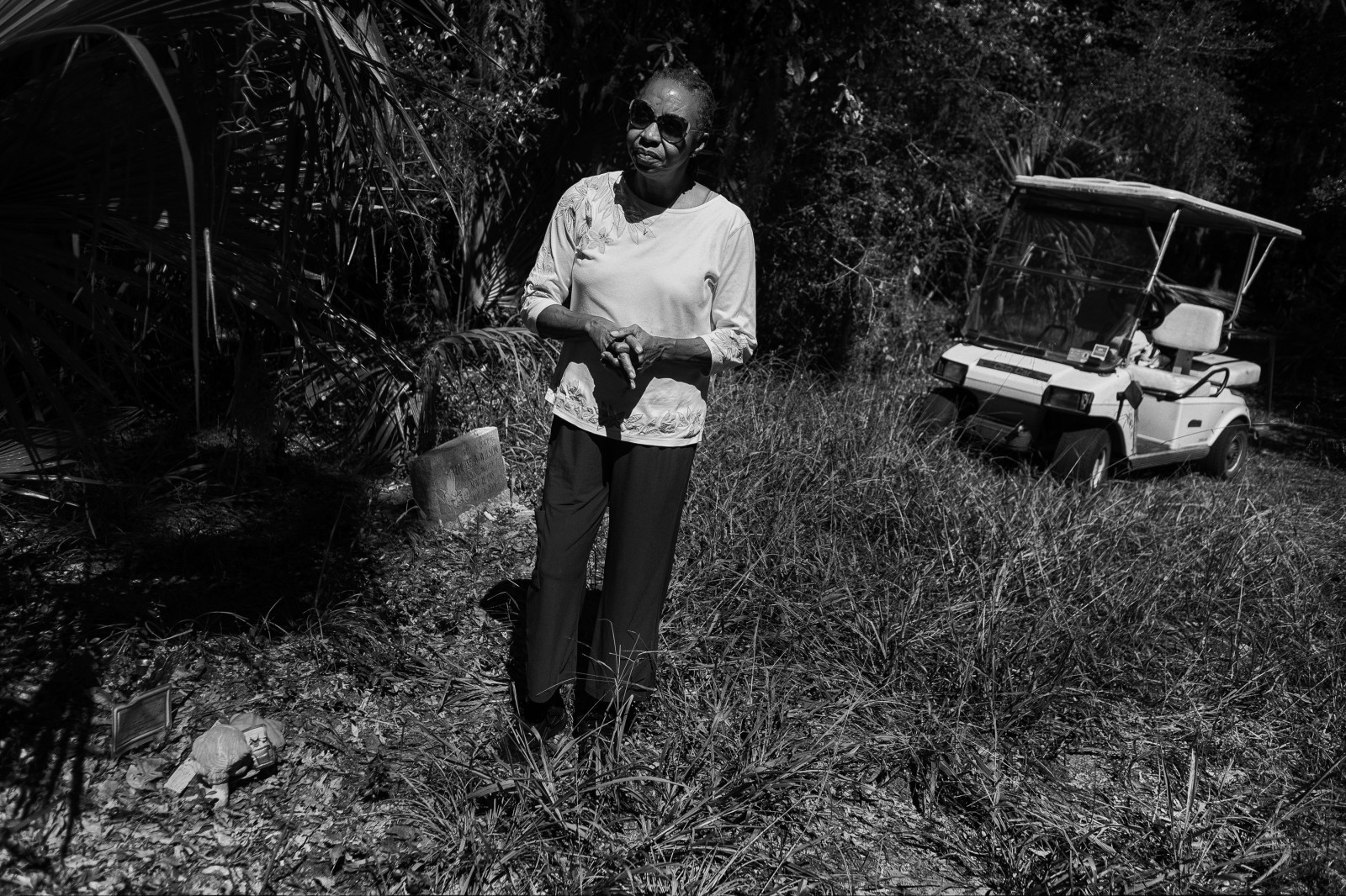 Yvonne Wilson at her son's gravesite.