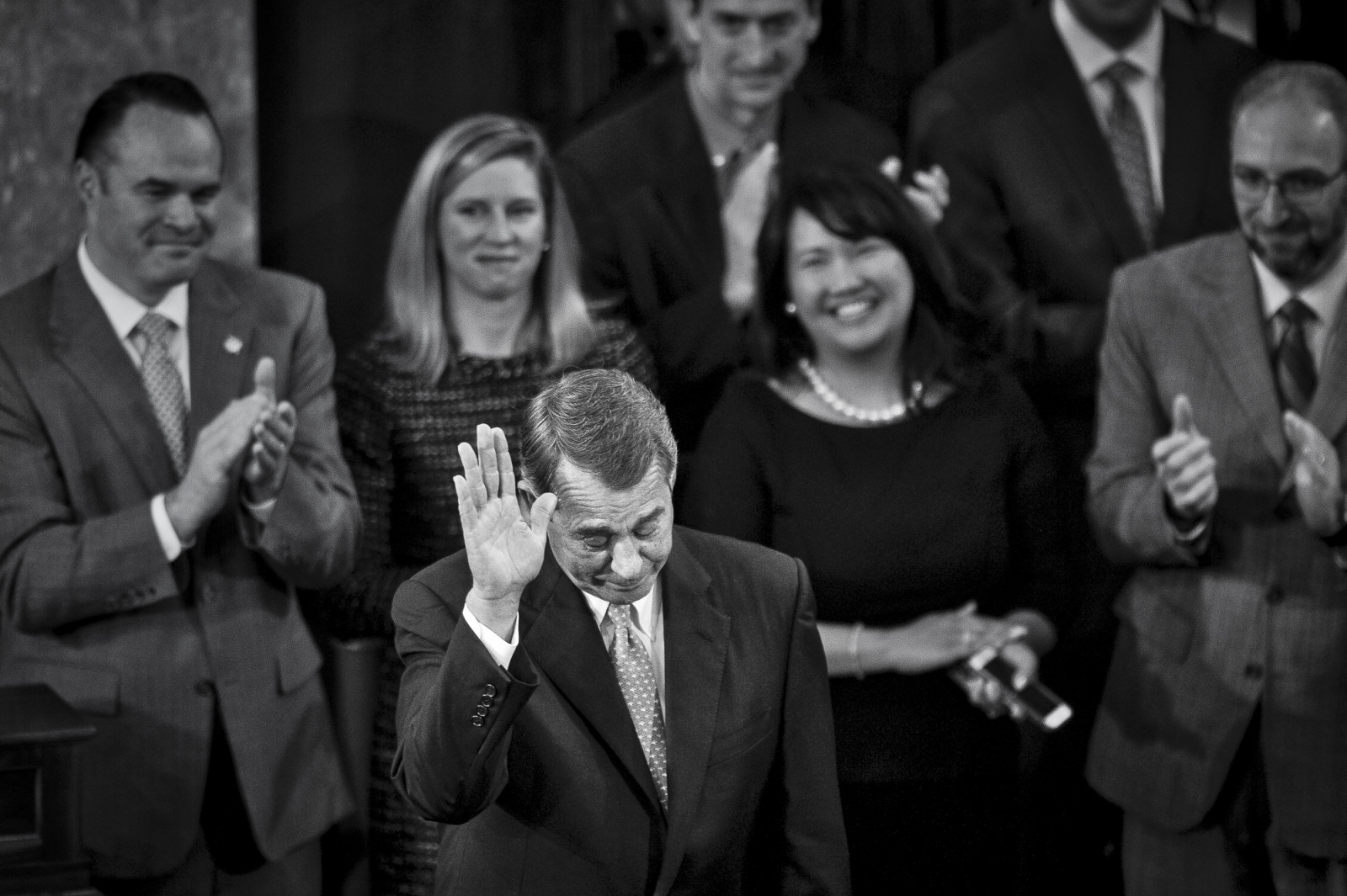 Speaker of the House John Boehner (R-OH) salutes the Chamber after delivering his farewell address to the House of Representatives on October 29, 2015 in Washington, D.C. Following his address, the House of Representatives will vote on Boehner’s replacement for Speaker. Photo by Pete Marovich/UPI